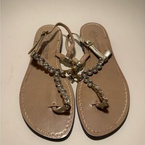 Elegant Italian Women's Sandals with Crystal Accents 37